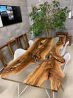 Table de rivière époxy pour cuisine réception bureau réception 6 places ensemble de table à manger en bois meubles de salle à manger en résine