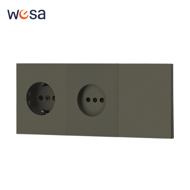 Wholesale Grey EU Standard European High Temperature Resistant Electrical Touch Push Button Modular Wall Sockets and Switches