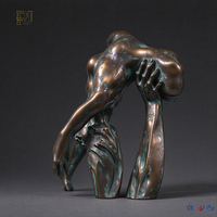 Sculpture abstraite contemporaine en laiton, statue d'art en métal moulé à la main, collection d'art, décoration de bureau à domicile, figurine