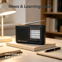 Radio de poche analogique portable 9 bandes FM/MW/SW certifiée RoHS, avec haut-parleur intégré, alimentée par piles AA, fournie par l'usine