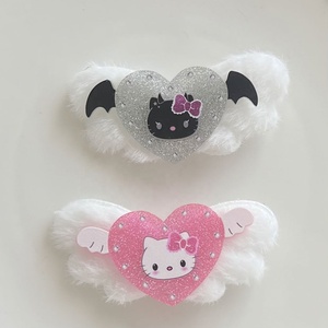 Charmes en résine Sweet Cool Y2k <span class=keywords><strong>Demon</strong></span> Kt Cat Love Heart, chaton à ailes blanches, bricolage, artisanat, décorations, accessoires pour téléphone portable, accessoires pour cheveux - Product Image 3