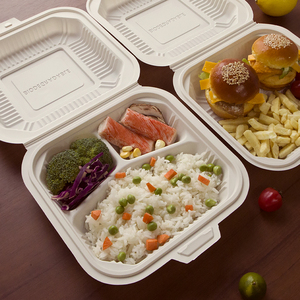 Sinh Học Phân Hủy Tinh Bột Ngô Vỏ Sò 8 Inch 9 Inch Takeaway Thực Phẩm Container Dùng Một Lần Hộp Ăn Trưa - Product Image 5