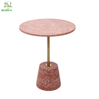 En stock, table d'appoint ronde en pierre terrazzo, design minimaliste moderne et luxueux, métal vintage, pour chambre à coucher, salon