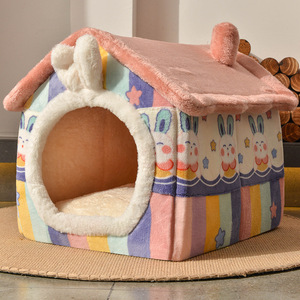 Drops hipping Großhandel OEM Hochwertige Custom House Shape Design Wasch bares Luxus-Hunde bett - Product Image 4