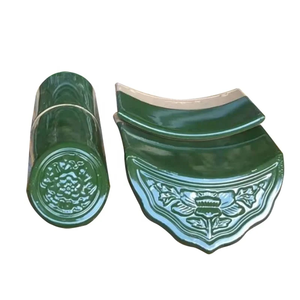 Set <span class=keywords><strong>di</strong></span> tegole in argilla verde giada smaltate verde scuro per pareti cinesi, con tegole per grondaie, per muri da giardino e padiglioni da cortile - Product Image 2