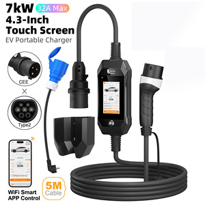 Cargador para Vehículos Eléctricos Feyree Tipo 2 de 7kW, Monofásico, 32A, con Adaptador, Función de Registro de Carga, Pantalla Táctil de 4.3 Pulgadas con WIFI para Vehículos Eléctricos de la UE - Product Image 1