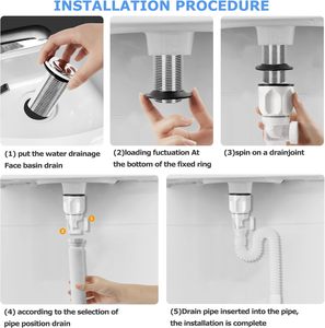 <strong>1</strong>-<strong>1</strong>/<strong>4</strong>\"-<strong>1</strong>-<strong>1</strong>/<strong>2</strong>\" Bathroom Sink <strong>Drain</strong> Kit <strong>Pop</strong>-up <strong>Drain</strong> Stopper Expandable P-Trap 3-in-<strong>1</strong> Anti-Clogging Strainer 3 <strong>Drain</strong> Holes - Product Image 5