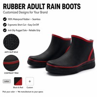 Bottes de pluie en caoutchouc à enfiler, semelle plateforme épaisse antidérapante, légères, imperméables, décontractées, courtes, personnalisées, en néoprène, type deck boots