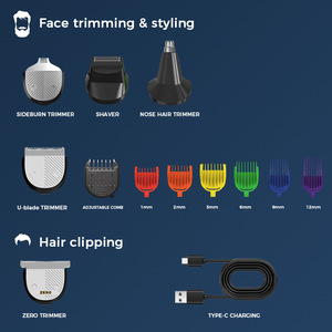 Kit de recortador de pelo para hombre, de acero inoxidable, IPX7, resistente al agua, para uso en seco y húmedo, con accesorios para cortar el pelo de la barba y la nariz - Product Image 4