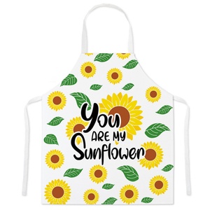 Tablier tendance en polyester sans manches motif tournesol, anti-taches et séchage rapide, réutilisable pour la cuisine, le service et le nettoyage - Product Image 2