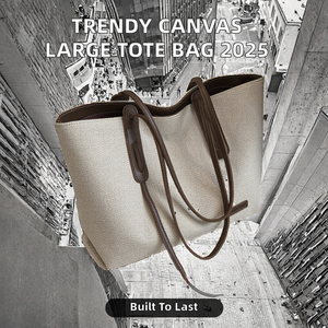 Sac fourre-tout tendance en toile décontractée grande capacité 2025 avec fermeture éclair, doublure en polyester, sacs à main de qualité en gros - Product Image 2