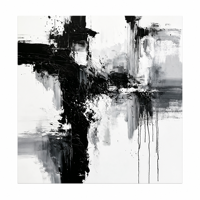 Peinture à l'huile impasto peinte à la main 60x60cm Noir Blanc Gris Toile de coton et de lin contemporaine Art mural pour la décoration moderne de la maison
