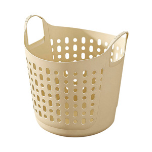 Collapsible Laundry <b>Basket</b> Round <b>Plastic</b> Foldable Storage <b>Basket</b> For Bathroom Dormitory Clothing Organizer - Product Image 5