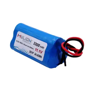 Mylion Ce Fcc Un38.3 Rechargeable Battery Pack 3S1P 11.1V/12v 2200mAh Lithium Ion Battery Pack For Medical Devices