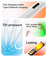 Stylet actif à chargement sans fil pour Pencil 2 pour iPad Pro 11 12,9 pouces 2e génération, rejet de la paume, pointe remplaçable, magnétique