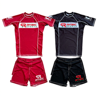 Ensemble Rash Guard Arts Martiaux Mixtes RYBIC SPORTS – T-shirt à Manches Courtes et Short en Polyester avec Logo Imprimé par Sublimation sur le Devant