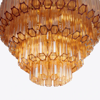 Grand plafonnier en cristal de luxe luminaires en verre ambré compatibles avec le salon de table de l'île
