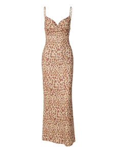 Vestido largo de gasa con tirantes de estilo americano europeo para mujer, Sexy, de leopardo, con cuello en V, sin espalda, Royal Street Sister Hot Natural - Product Image 6