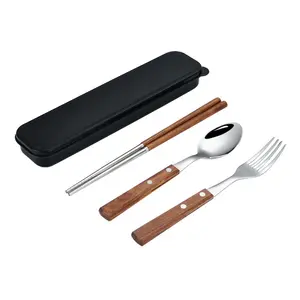 Rosewood 304 Stainless Steel Tableware With Wooden Handle, Set Of Spoon And Fork, Solid Wood Handle Chopstick