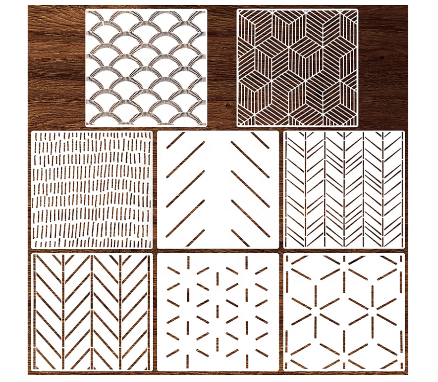 12 x 12 Inch Herringbone Geometric Wall Stencil Modern Wall Stencils Wall Decor