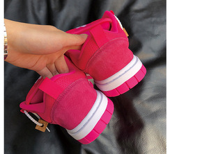 Hot Pink Streetwear Woman Sneakers Breathable Mesh Skate Shoes with Chunky <b>Rope</b> Laces Women Vate Pink Mesh <b>Thick</b> Sole Platform - Product Image 5