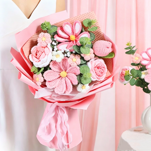 Elegant Romantic Mixed <b>Flower</b> Bouquet Handmade Crochet <b>Flower</b> Bouquet for Holiday Gift Decor <b>Artificial</b> Long-Lasting Bouquet - Product Image 6