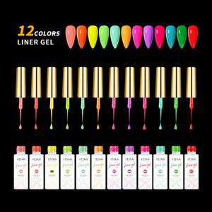 JTING Vernis Gel Liner Paint, Juego de 12 Colores de Esmalte de Uñas con Purpurina, con Pinceles de Alta Calidad para Suministros Profesionales de Arte de Uñas en Gel - Product Image 1
