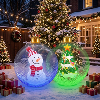 Nouvelles Boules de Noël Gonflables d'Extérieur avec Lumière LED et Bonhomme de Neige Intégré en PVC