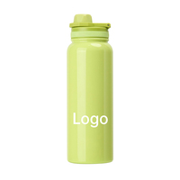 Bouteille d'eau isotherme en acier inoxydable, anti-fuite, avec couvercle rabattable, revêtement poudré, réutilisable, pour les sports de plein air, les voyages, la salle de sport