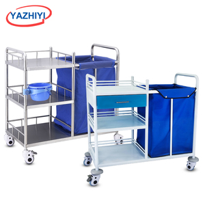 Rvs Medisch Afval Verzamelen Trolley Met Canvas Tas Voor Ziekenhuis - Product Image 1