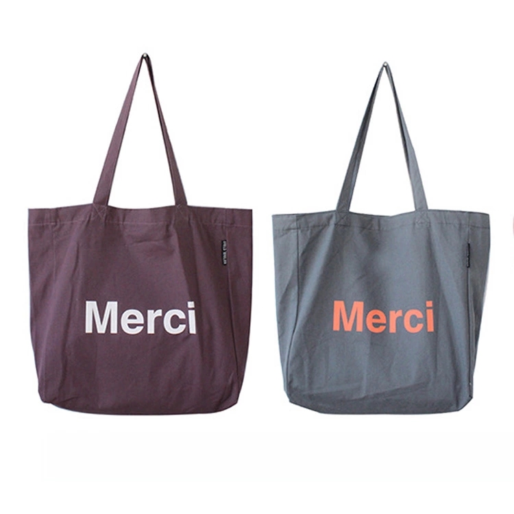 High quality cheap recyclable large custom printing canvas tote handle cotton calico shopping grocery bags with logo
