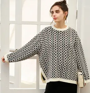 Mosun Sweater Manufacturer Luxury Brand sweater Women full print Cross Jacquard Long Sleeves Oversize Designer Sweaters