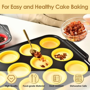 Custom Color Eco-Friendly <b>Silicone</b> Carbon Steel Folding Cake Baking Set Muffin Cup Pan Oven Household Non-Stick Custom - Product Image 2