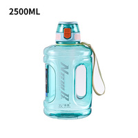Bouteille d'eau de sport grande capacité |   Bouteille de fitness avec échelle graduée, couvercle à verrouillage de sécurité et large poignée |   1L/1.5L/2L pour la salle de sport et les sports de plein air