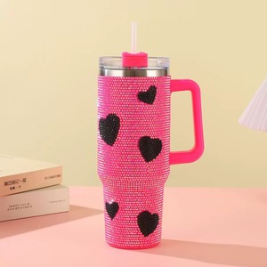 Stainless Steel Tumbler With Glitter Design Cartoon Pattern Vacuum Flask With Straw For Travel - Product Image 5