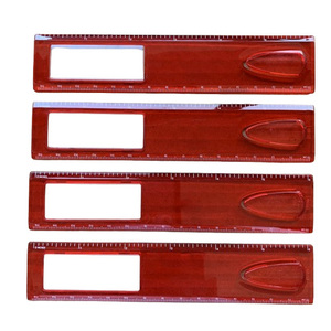 Оптовая продажа: линейка <span class=keywords><strong>3</strong></span>-в-<span class=keywords><strong>1</strong></span> с логотипом на заказ, 15 см, двойная шкала, с увеличительным стеклом и зажимом для заметок, прямая линейка для студентов - Product Image 1