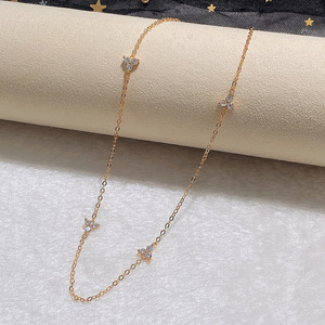 Collar de Estrella de Cristal Chapado en Oro con Cadena de Serpiente, Estilo Minimalista para Uso Diario de Mujeres - Product Image 1