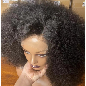 Parrucche in <span class=keywords><strong>Capelli</strong></span> Umani Vergini Brasiliani <span class=keywords><strong>Afro</strong></span> Kinky Curly con Frontale in Pizzo per Donne di Colore, Vendita all'Ingrosso, Grado 12A - Product Image 2