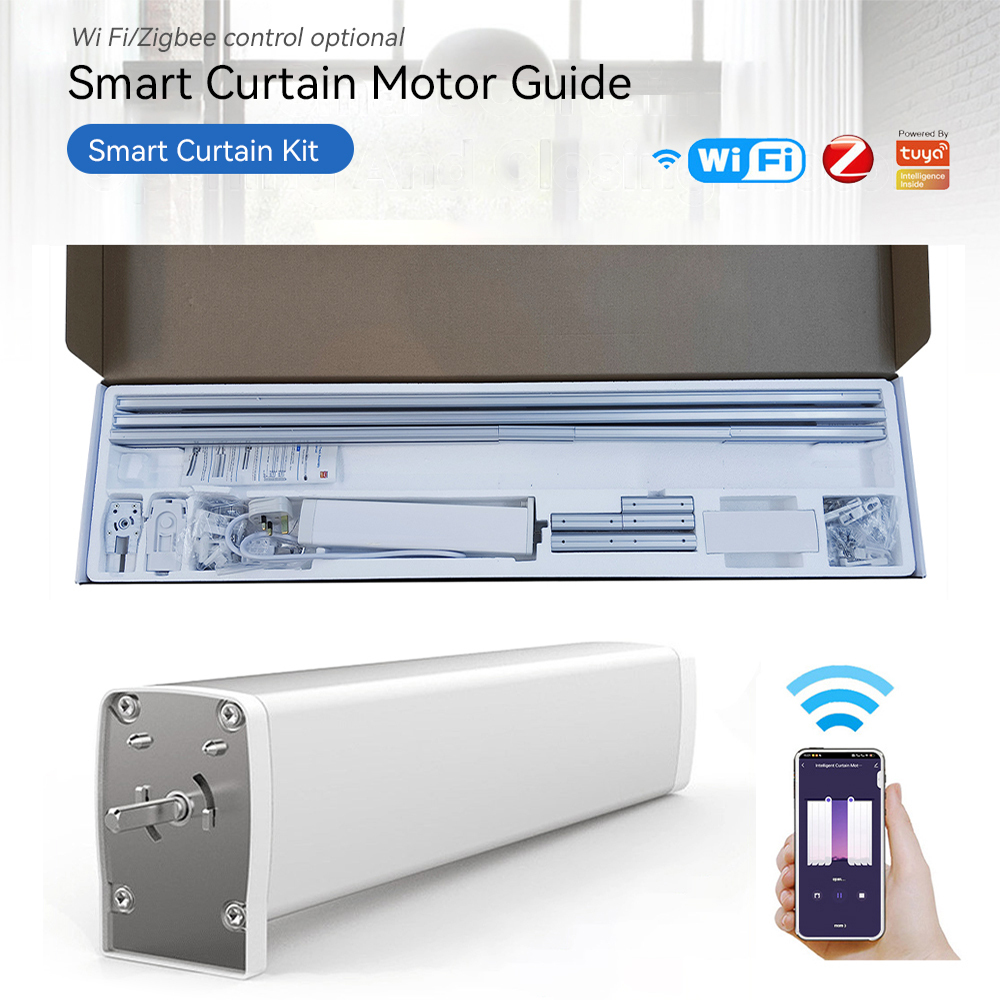 2026 Latest Tuya WIFI/Zigbee Smart Curtain Motor, Curtain Kit for Smart Home Solutions, Support Voice & One-Way Remote Control · image 2