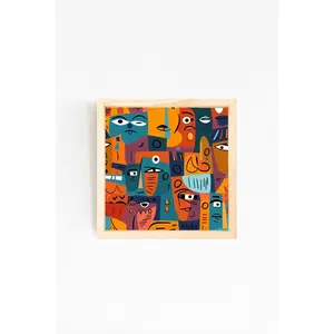 Impression d'art abstrait moderne avec cadre en bois naturel, tailles 30x30 et 20x20, 6 options de couleurs -14-1 - Product Image 1