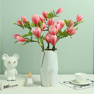 Arrangement de fleurs artificielles en soie de magnolia du fabricant, décoration intérieure pour la maison - Product Image 3