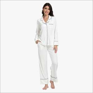 Solid Cotton Pajamas For Women Custom Strips Soft Pajamas Set Women Pajamas Cotton 100% Women Custom Logo Women <b>Pyjamas</b> - Product Image 1