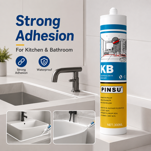 Mastic sanitaire imperméable et anti-moisissure KB pour cuisine, salle de bain, douche, <span class=keywords><strong>baignoire</strong></span>, évier, adhérence forte, silicone - Product Image 3