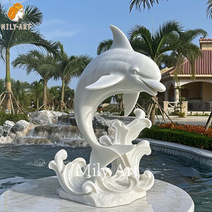 Décoration d'intérieur personnalisée sculpture de <span class=keywords><strong>fontaine</strong></span> de <span class=keywords><strong>dauphin</strong></span> en marbre blanc <span class=keywords><strong>pour</strong></span> <span class=keywords><strong>piscine</strong></span> - Product Image 2