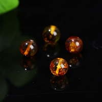 JD GEMS Perles rondes semi-précieuses en agate naturelle et ambre fleuri de 6 mm et 8 mm, certifiées par un tiers, pour la fabrication de bijoux