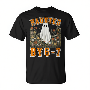 T-shirt floral Haunted By 6 7 Ghost, design Meme Six Sept pour Halloween - Product Image 2