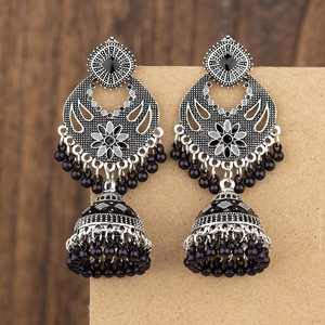 Vintage indien Jhumka bijoux gland cloches boucles d'oreilles femmes alliage perlé gland longues boucles d'oreilles (KER819) - Product Image 3