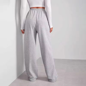 Pantalones de mujer con logo personalizado, cómodos, de pierna ancha, joggers de algodón polar, pantalones de chándal holgados con abertura lateral para entrenamiento - Product Image 2