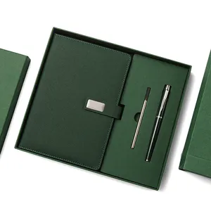 Negócios Logo Papelaria Personalizado Luxo Pu Couro Notebook E Pen Gift Set