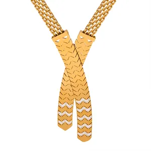 Neniche Design Mode Persoonlijkheid Titanium Staal Verguld 18K Gouden Diamant Kruis Hanger Ketting Sieraden Groothandel